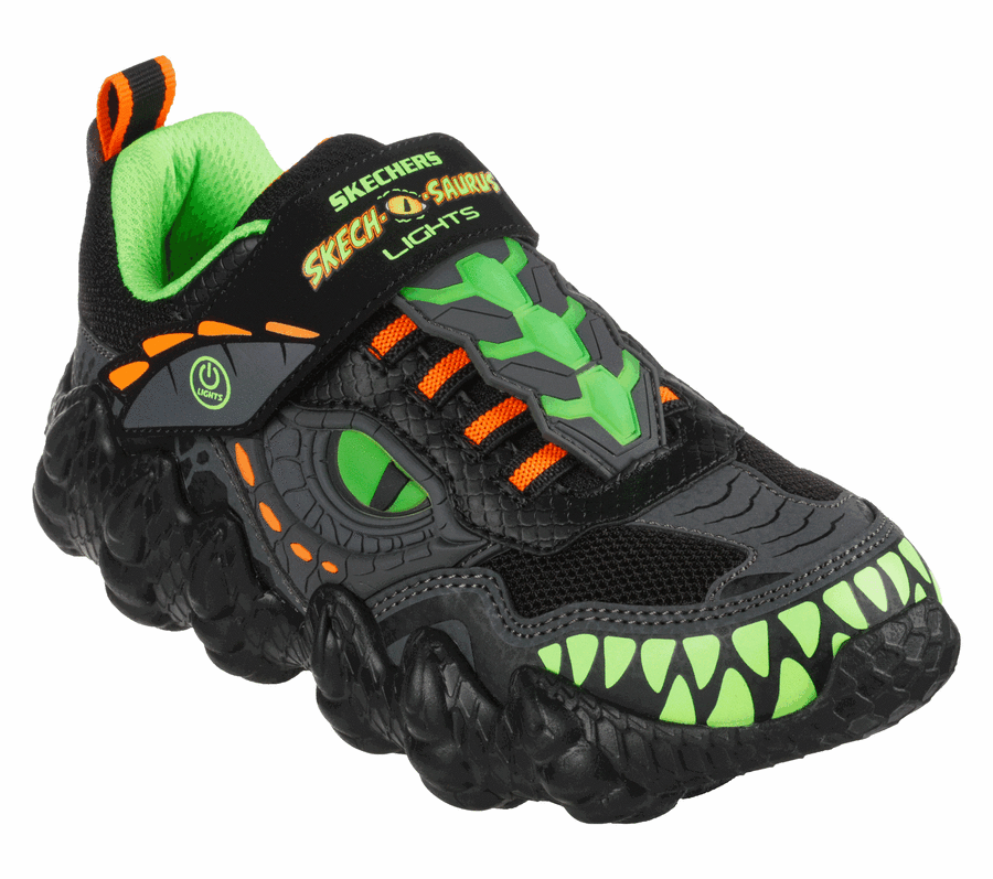 Chlapecké Tenisky Skechers Skech-O-Saurus Lights - Dino-Tracker Černé Zelene | CZ_I0450