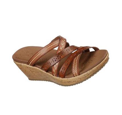 Dámské Boty Na Klínku Skechers Beverlee - Tiger Posse Sandal Hnědé | CZ_3301Q