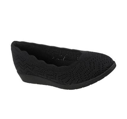 Dámské Boty Na Klínku Skechers Cleo Flex Klínku - New Days Černé | CZ_3092A