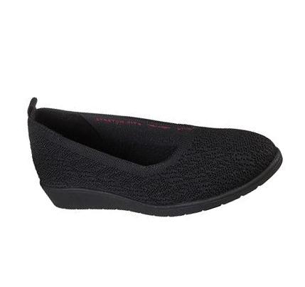 Dámské Boty Na Klínku Skechers Cleo Flex Klínku - Flipside Černé | CZ_31014