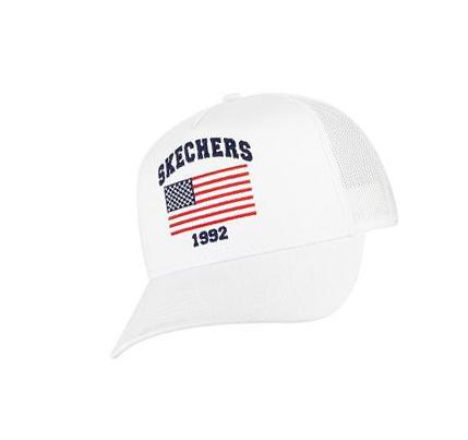 Dámské Klobouky Skechers USA Flag Trucker Bílé | CZ_3044K