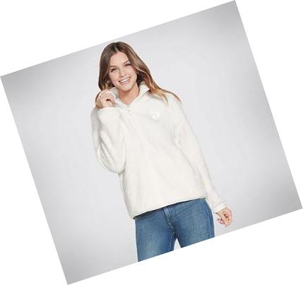 Dámské Mikiny S Kapucí Skechers BOBS Apparel Cuddle 1/4 Zip Pullover Bílé | CZ_40090