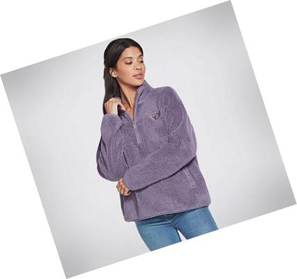 Dámské Mikiny S Kapucí Skechers BOBS Apparel Cuddle 1/4 Zip Pullover Fialové | CZ_4019B