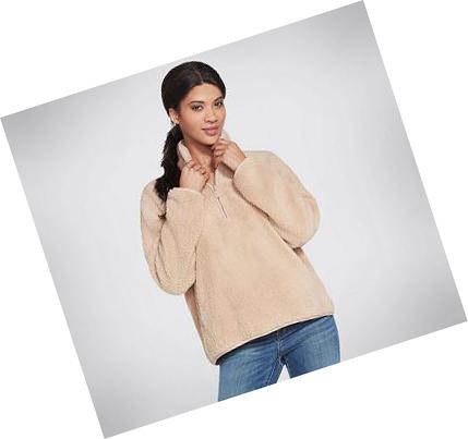 Dámské Mikiny S Kapucí Skechers BOBS Apparel Cuddle 1/4 Zip Pullover Hnědé | CZ_40225