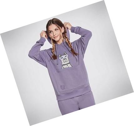 Dámské Mikiny S Kapucí Skechers BOBS Apparel Dawg Pouch Pullover Fialové | CZ_4222S