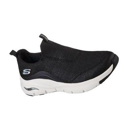 Dámské Mokasíny Skechers Arch Fit - Keep It Up Černé Bílé | CZ_3813D