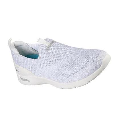 Dámské Mokasíny Skechers Arch Fit Refine - Showcase Bílé Stříbrné | CZ_7224B