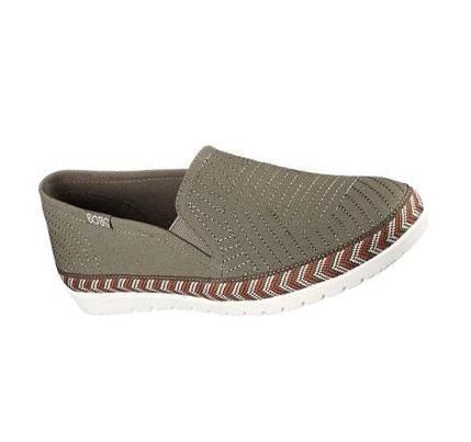 Dámské Mokasíny Skechers BOBS Flexpadrille 3.0 - Geo Nomics Olivy Zelené | CZ_50293