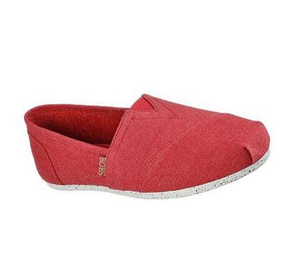 Dámské Mokasíny Skechers BOBS Plush - Nature's Kiss Červené | CZ_30990