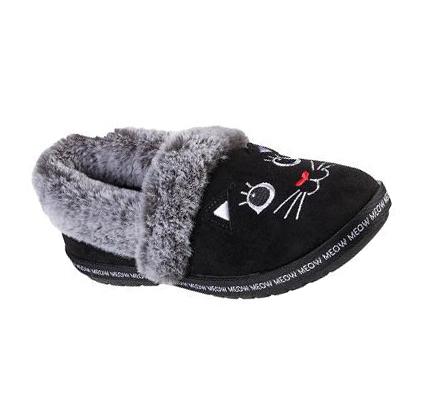 Dámské Mokasíny Skechers BOBS Too Cozy - Meow Pajamas Černé | CZ_38790