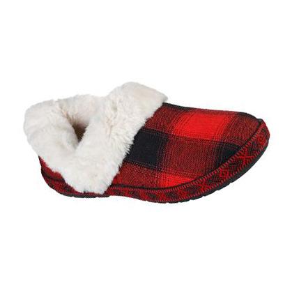 Dámské Mokasíny Skechers BOBS Too Cozy - Pleasantly Plaid Červené | CZ_4004A