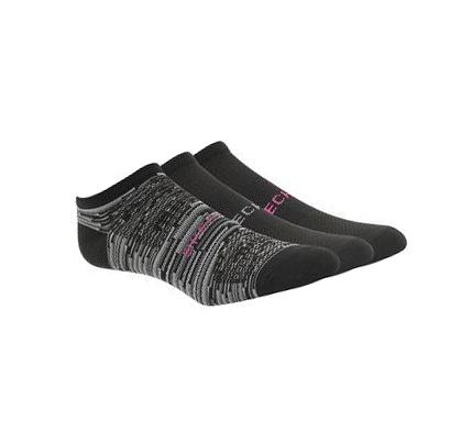 Dámské Ponožky Skechers No Show Microfiber - 3 Pack Černé | CZ_3169D