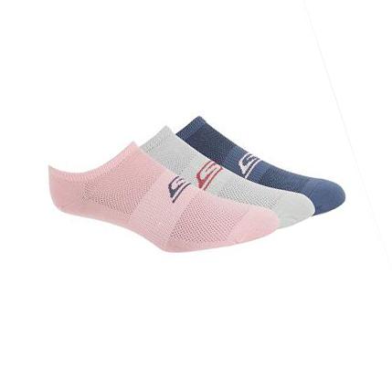 Dámské Ponožky Skechers No Show Stretch - 3 Pack Růžové Tmavě Blankyt | CZ_3344C