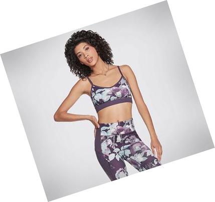 Dámské Sportovní Podprsenky Skechers Apparel Ink Leaf Páskové Fialové | CZ_4872S