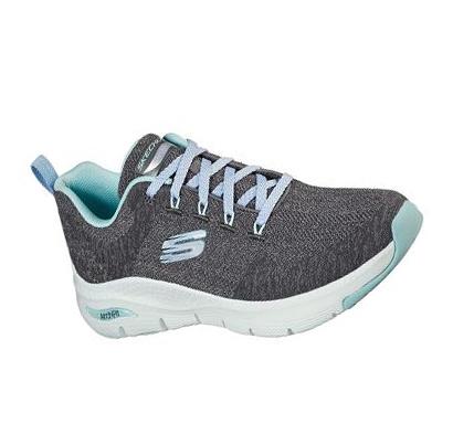 Dámské Trekové Boty Skechers Arch Fit - Comfy Wave Šedé Tyrkysové | CZ_70598