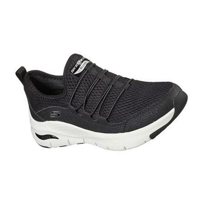 Dámské Trekové Boty Skechers Arch Fit - Lucky Thoughts Černé Bílé | CZ_7072A