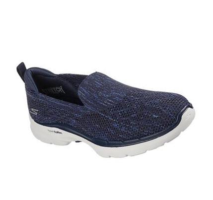 Dámské Trekové Boty Skechers GO WALK 6 - Valerie Tmavě Blankyt Bílé | CZ_5873D