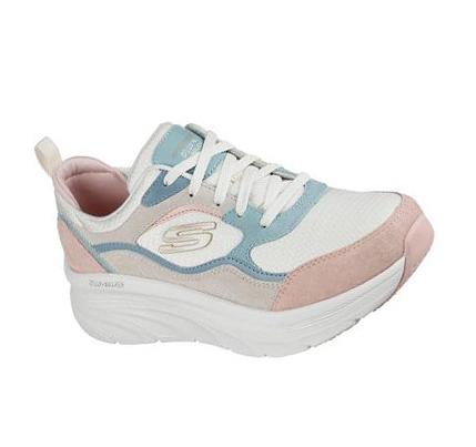 Dámské Trekové Boty Skechers Relaxed Fit: D'Lux Walker - New Moment Bílé Růžové | CZ_6944K