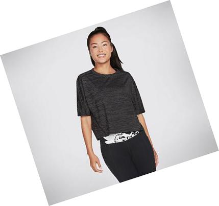 Dámské Tričko Skechers Apparel Motion Stripe Crop Dolman Černé | CZ_45093