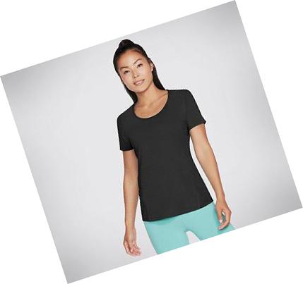 Dámské Tričko Skechers Apparel Motion Stripe Strand Černé | CZ_4544R