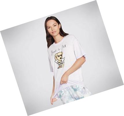 Dámské Tričko Skechers BOBS Apparel Bone To Pick Levandule | CZ_4519G