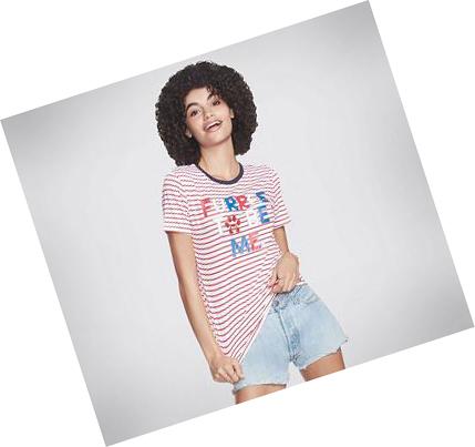Dámské Tričko Skechers BOBS Apparel USA Furree Crew Červené | CZ_36970