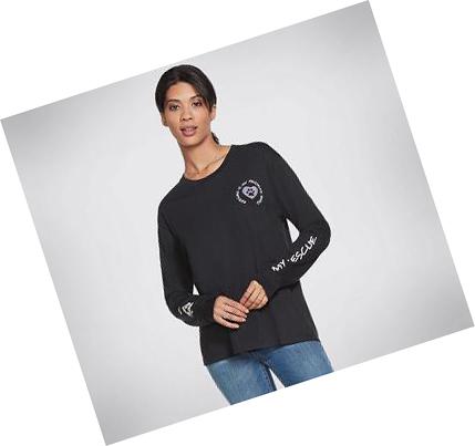 Dámské Tričko Skechers BOBS I Luv My Rescue Long Sleeve Černé | CZ_4234B