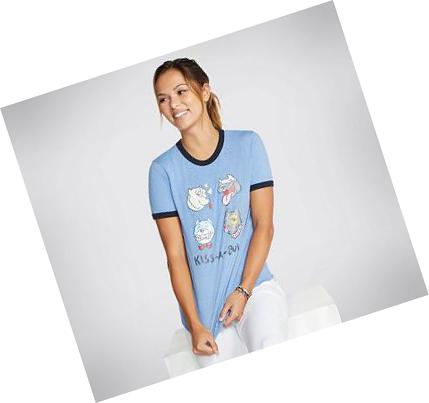 Dámské Tričko Skechers BOBS Kiss-A-Bull Ringer Blankyt | CZ_3722W