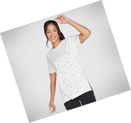 Dámské Tričko Skechers Diamond Status Burnout Tunic Bílé | CZ_4669B