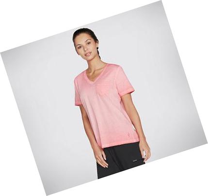 Dámské Tričko Skechers Diamond Wash Hatha V-Neck Pocket Koralove | CZ_4559X