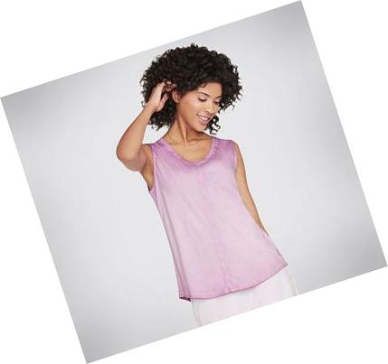 Dámské Tričko Skechers Diamond Wash Hatha V-neck Fialové | CZ_4969P