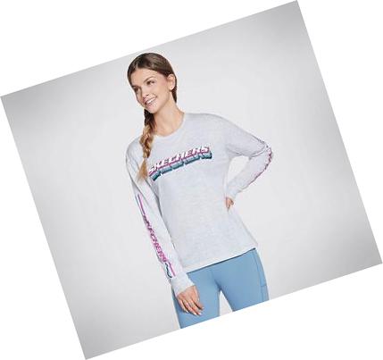 Dámské Tričko Skechers GOlounge Stacked Long Sleeve Šedé | CZ_4134A