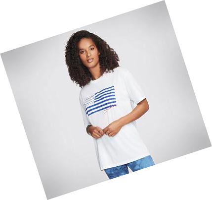 Dámské Tričko Skechers Love My Flag Everybody Bílé | CZ_4522A