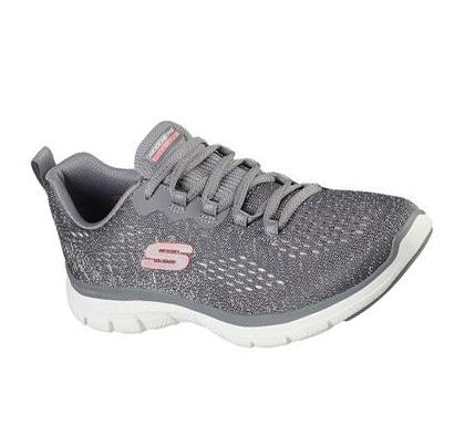 Dámské Tréninkové Boty Skechers Flex Appeal 4.0 - Vivid Spirit Šedé Růžové | CZ_6784A