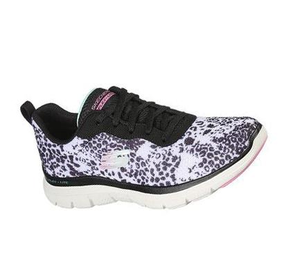 Dámské Tréninkové Boty Skechers Flex Appeal 4.0 - Wild N' Out Bílé Černé | CZ_67973