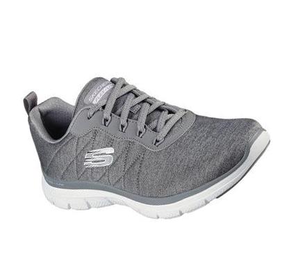Dámské Tréninkové Boty Skechers Flex Appeal 4.0 - Vivid Pattern Šedé | CZ_I923Q