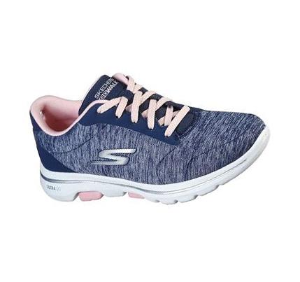 Dámské Tréninkové Boty Skechers GOwalk 5 - True Tmavě Blankyt Růžové | CZ_4660L