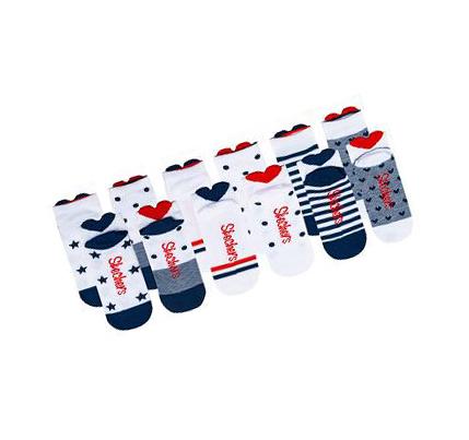 Dívčí Ponožky Skechers 6 Pack Low Cut 3D Heart Bílé Blankyt | CZ_A695D