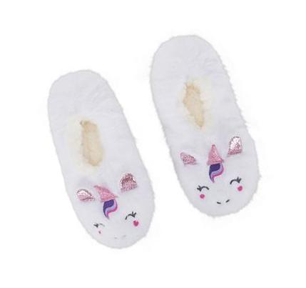Dívčí Ponožky Skechers Plush Unicorn Pantofle - 1 Pack Bílé | CZ_A895X