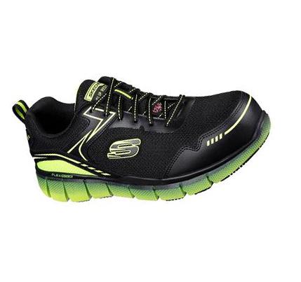 Pánské Oxfordky Skechers Pracovní: Telfin - Rieg Comp Špicí Černé Světle Zelene | CZ_30865