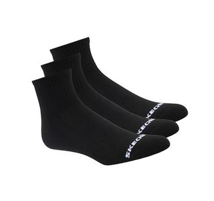 Pánské Ponožky Skechers Quarter Crew Sportovní - 3 Pack Černé | CZ_I8250