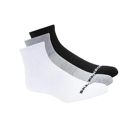 Pánské Ponožky Skechers Quarter Crew Sportovní - 3 Pack Černé Bílé Šedé | CZ_I837D