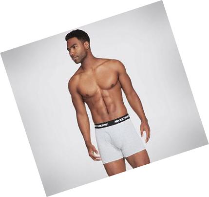 Pánské Spodní Prádlo Skechers Jersey Boxerské Briefs - 3 Pack Černé Bílé Šedé | CZ_36000