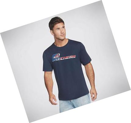 Pánské Tričko Skechers Apparel Split S Halftone Crew Tmavě Blankyt | CZ_A437E