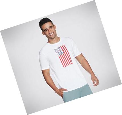 Pánské Tričko Skechers GOdri Stars and Stripes Bílé | CZ_A987D