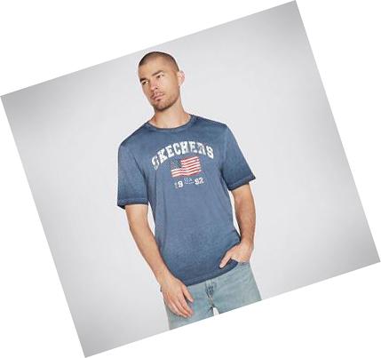 Pánské Tričko Skechers Skech-Dye Americana 92 Tmavě Blankyt | CZ_30754