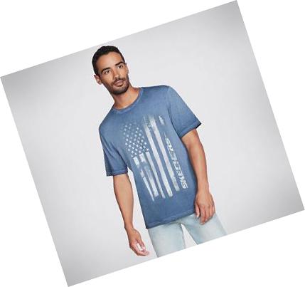Pánské Tričko Skechers Skech-Dye Flag Tmavě Blankyt | CZ_3087E